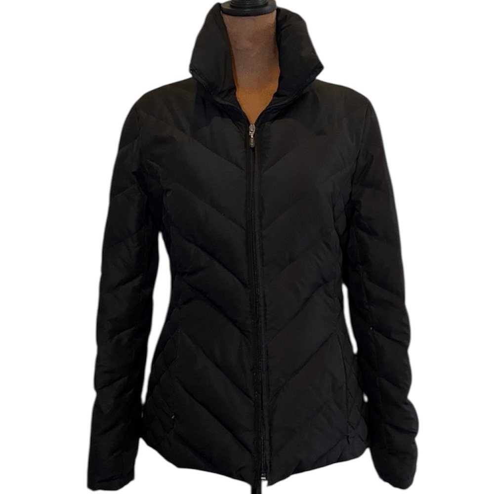 Kenneth Cole Reaction Black Down Puffer Jacket Women’s XS Chevron Quilted